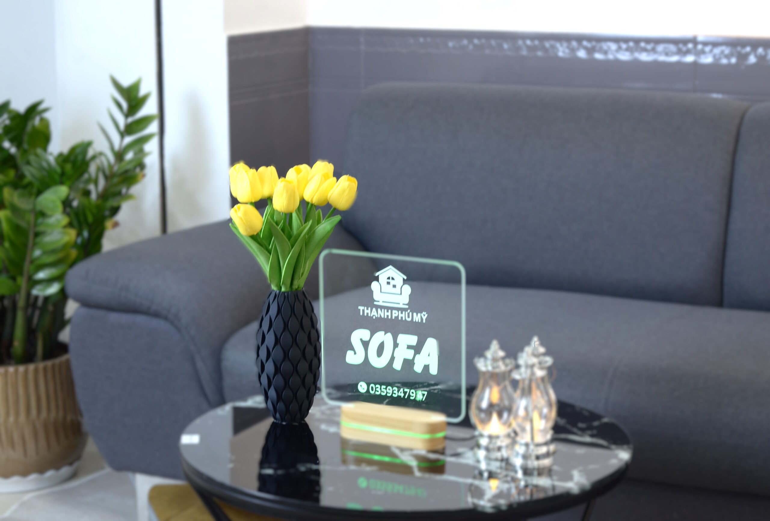 Sofa Văng Tay Vịn Thấp Thoải Màu Xám - Ảnh 4