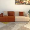 Sofa văng nhung 2 màu cam kem mã S012005