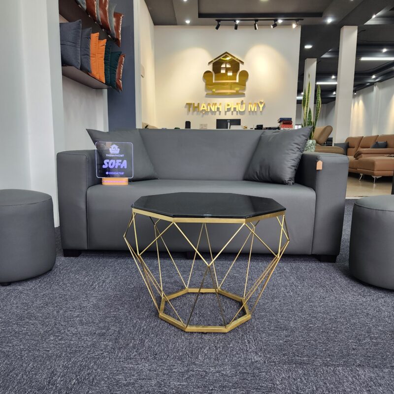 Bàn trà - bàn sofa chân sắt sơn tĩnh điện là một lựa chọn tuyệt vời cho những ai yêu thích phong cách hiện đại, tối giản và có độ bền cao – Hình ảnh được thiết lập bối cảnh và chụp tại Showroom Sofa Thạnh Phú Mỹ