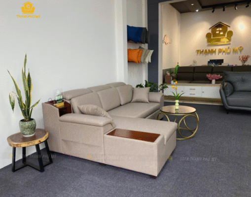 Mẫu ghế sofa giường đẹp với tone màu be sáng vân loang - Phong cách đa dụng và hiện đại