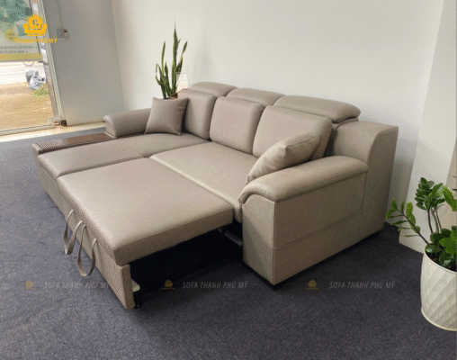 Sofa Giường kéo tuỳ chỉnh cơ học tuỳ từng hoàn cảnh sử dụng: Nâng lên thành giường khi nhà có khách hoặc thu gọn lại dùng như bộ sofa góc chữ L