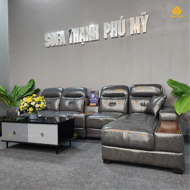 Sofa góc chữ L màu xám - Tâm điểm của mọi không gian sống hiện đại – hình ảnh được thiết lập bối cảnh và chụp tại Showroom Sofa Thạnh Phú Mỹ chi nhánh Buôn Ma Thuột | Sofa Buôn Ma Thuột | Sofa BMT