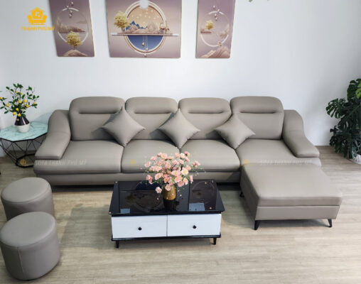 Sofa màu be mang đến vẻ đẹp thanh lịch, trang nhã và sáng ấm cho không gian phòng khách.