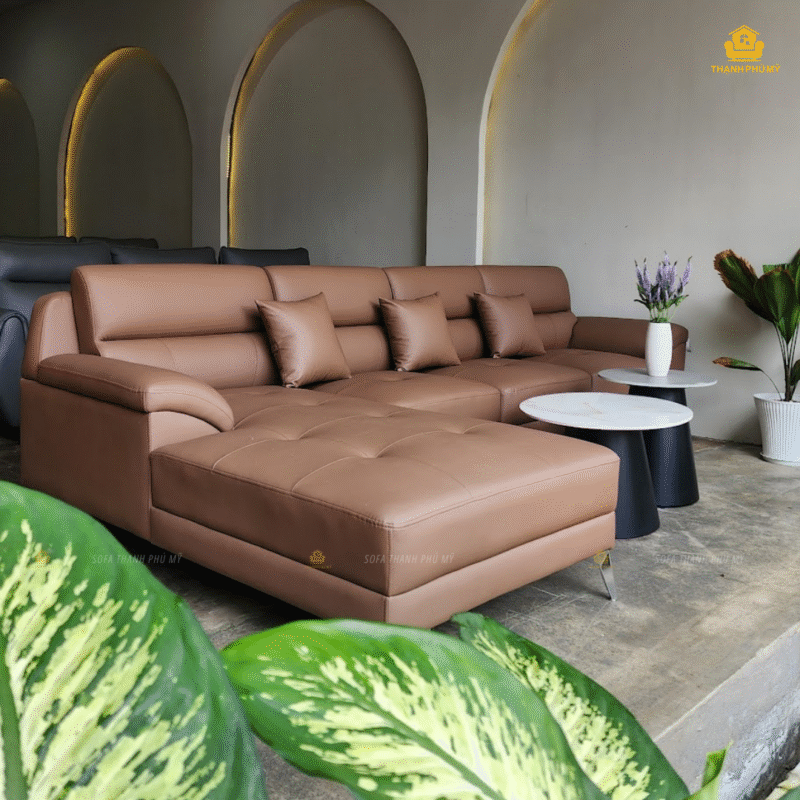 Sofa góc chữ L với Chất liệu Da chống trầy, bền màu, chống thấm nước và chống bám bụi | Sofa Thạnh Phú Mỹ | Sofa Buôn Ma Thuột | Sofa Đức Trọng – Lâm Đồng.