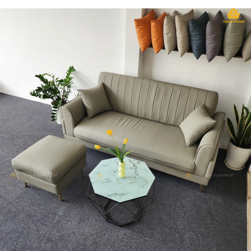 Sofa Văng 1m8 Màu Ghi Ánh Rêu Phong Cách Minimalism
