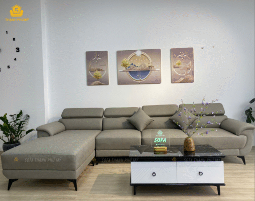Sofa màu xám loang nhạt mang đến vẻ đẹp thanh lịch, trang nhã và sáng ấm cho không gian phòng khách.