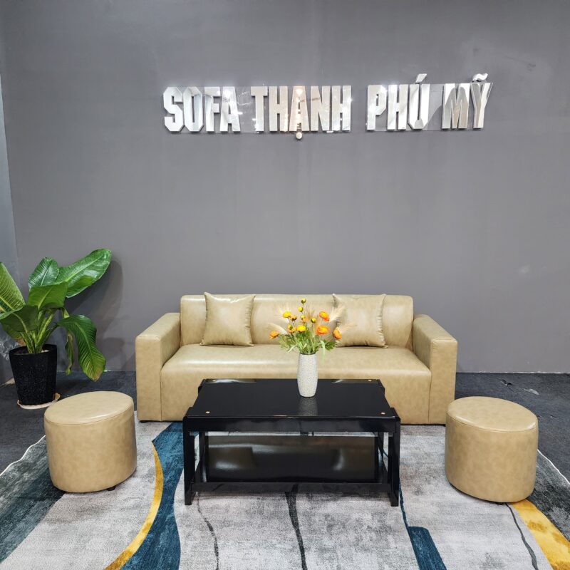 Sofa Văng Hiện Đại Màu Rêu Loang Ánh Vàng Chanh (Kèm 02 Đôn) | Sofa Thạnh Phú Mỹ | Sofa Buôn Ma Thuột | Sofa Đức Trọng – Lâm Đồng