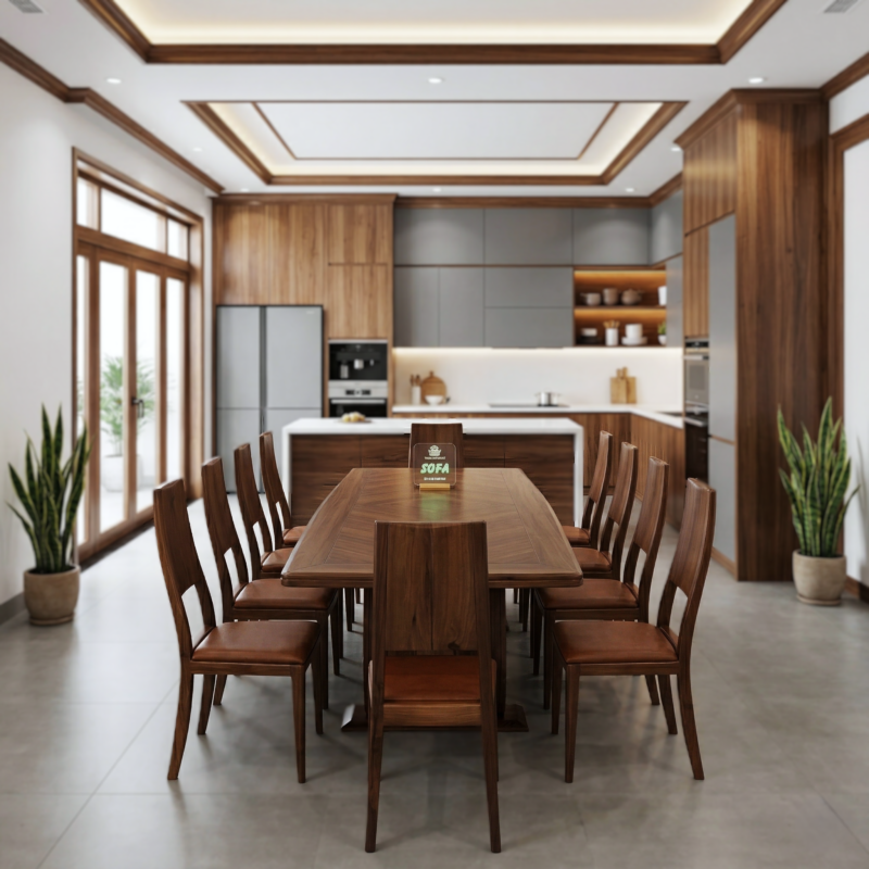 Thạnh Phú Mỹ tự hào giới thiệu bộ sưu tập bàn ăn gỗ Óc Chó, kết tinh của xu hướng thiết kế Modern Luxury (Hiện đại Sang trọng). Các mẫu bàn ăn của chúng tôi không chỉ đáp ứng hoàn hảo công năng mà còn kiến tạo một không gian ấm cúng nhưng không kém phần sang trọng.