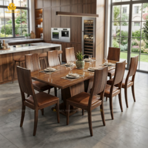 Bàn Ăn Gỗ Óc Chó Chân Trụ Hình Thang - Thạnh Phú Mỹ