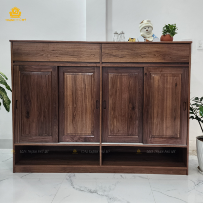 Tủ Giày Gỗ Óc Chó Thiết Kế Cửa Lùa Tại Buôn Ma Thuột