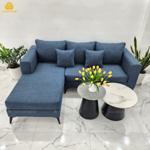 Sofa Góc Vải Canvas Xanh Denim Tại Buôn Ma Thuột