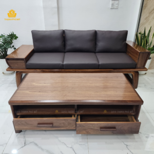 Sofa Văng Gỗ Óc Chó 2m2 Dành Cho Nhà Phố Tại BMT