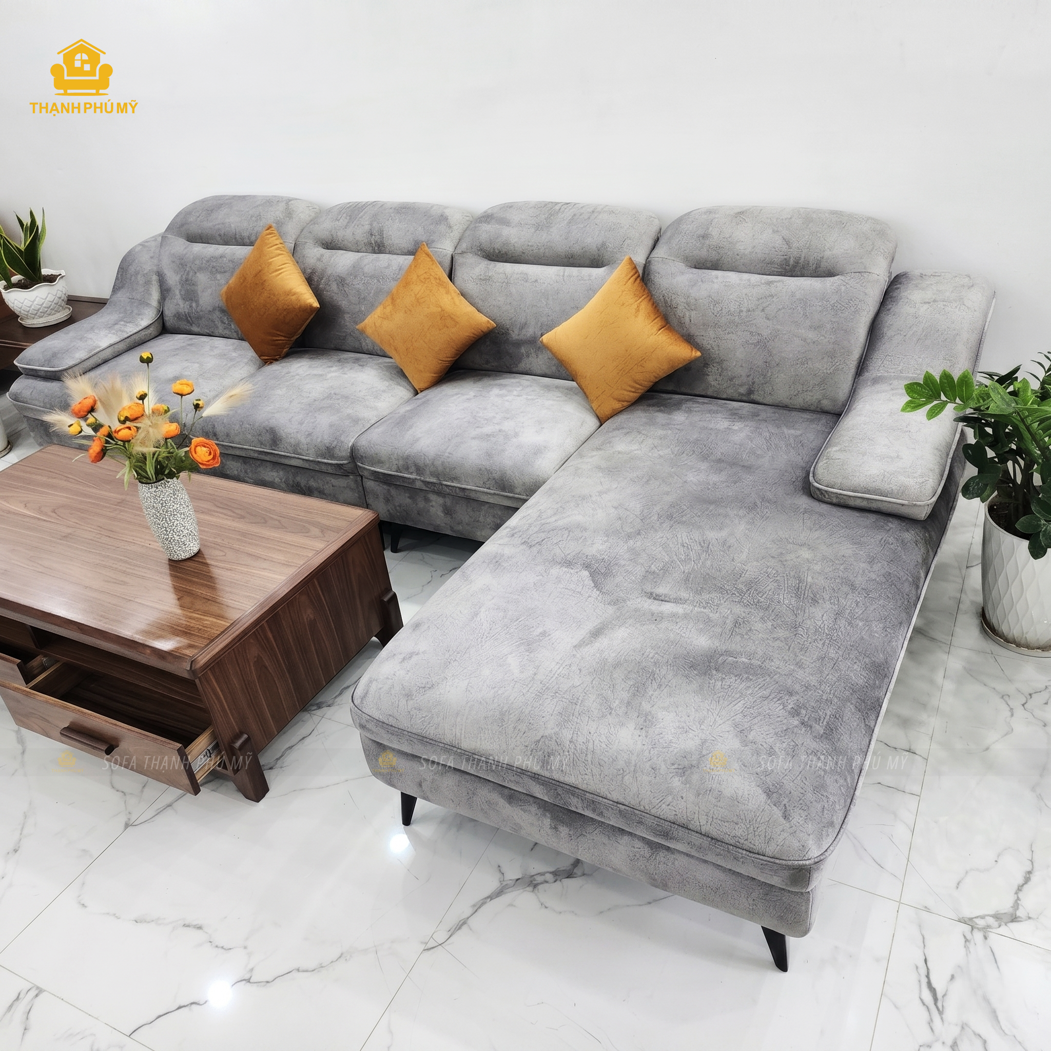 Sofa Góc L Vải Nhung 3m2x1m8 Đóng Theo Yêu Cầu Tại Buôn Ma Thuột - Ảnh 6