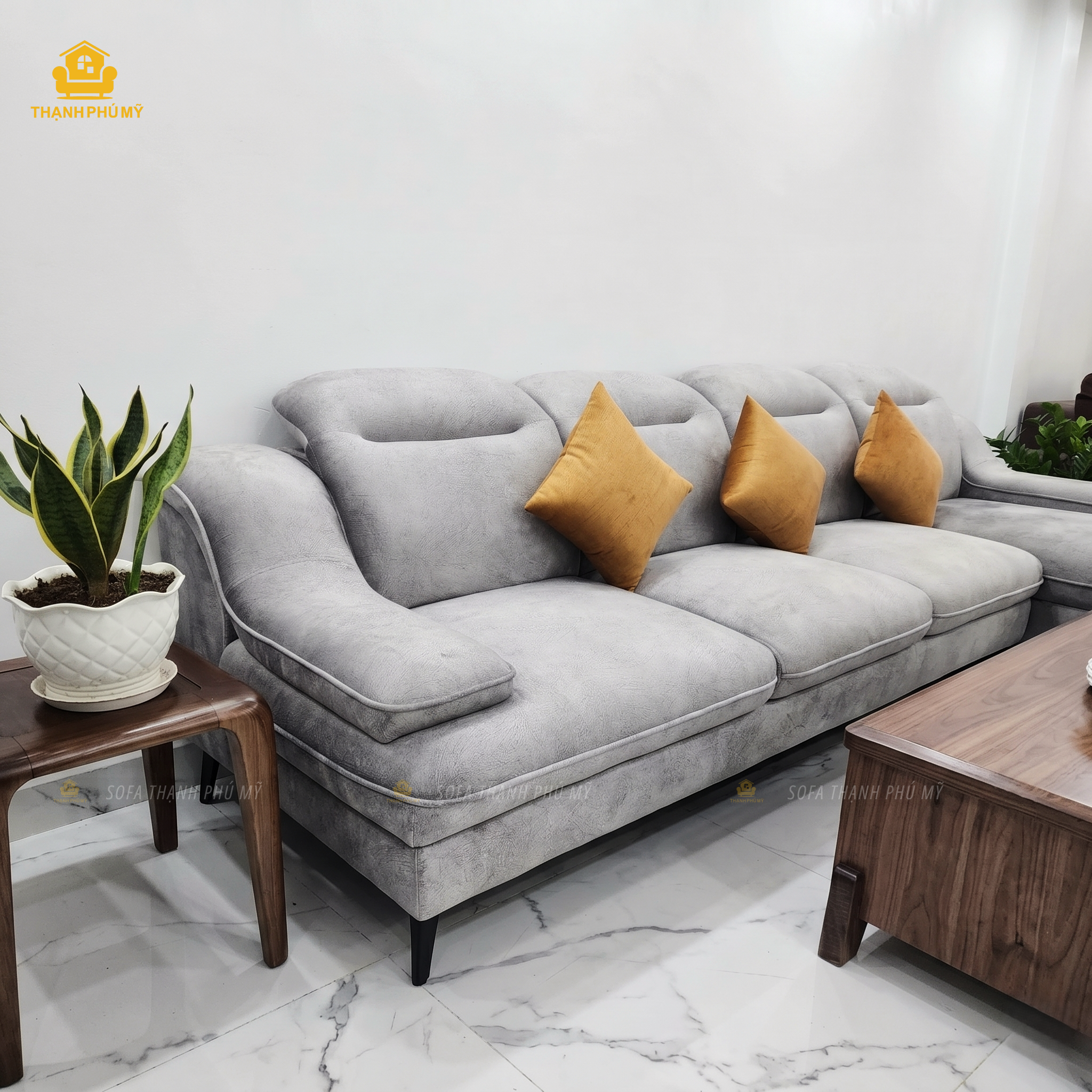 Sofa Góc L Vải Nhung 3m2x1m8 Đóng Theo Yêu Cầu Tại Buôn Ma Thuột - Ảnh 3