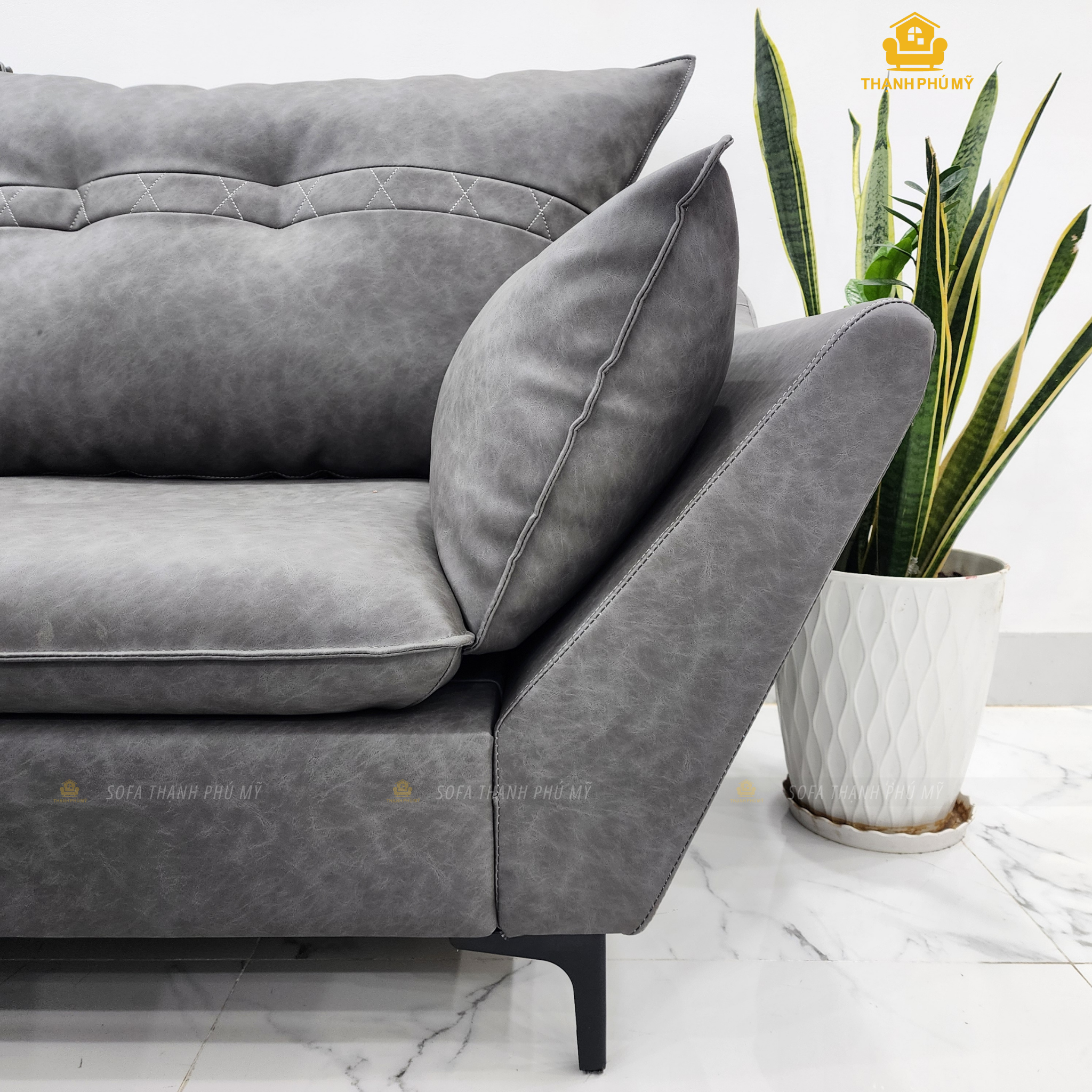 Sofa Góc L - Da Microfiber - 2m8x1m7 - Địa Chỉ Đóng Sofa Uy Tín Ở BMT - Ảnh 2
