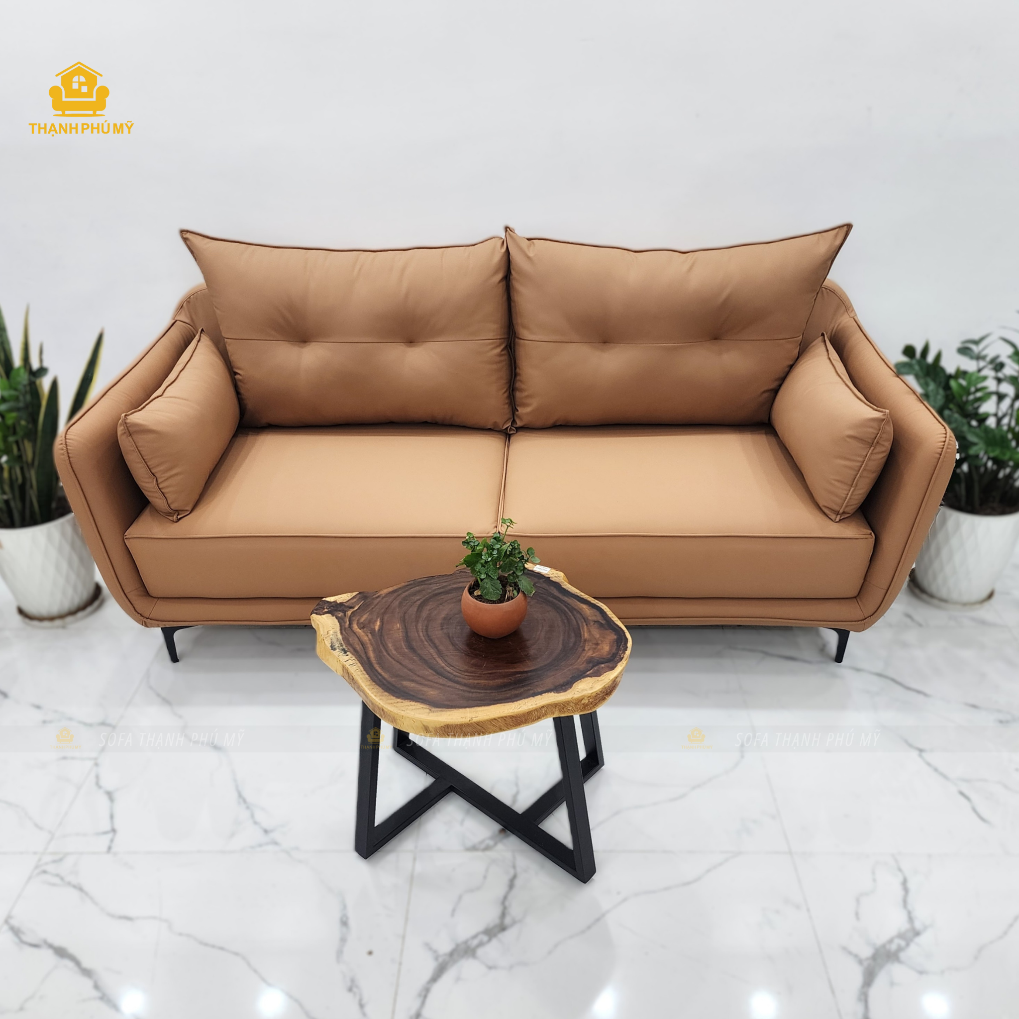 Sofa Văng Hiện Đại Màu Cam Đất 2m2x1m Tại BMT - Ảnh 5