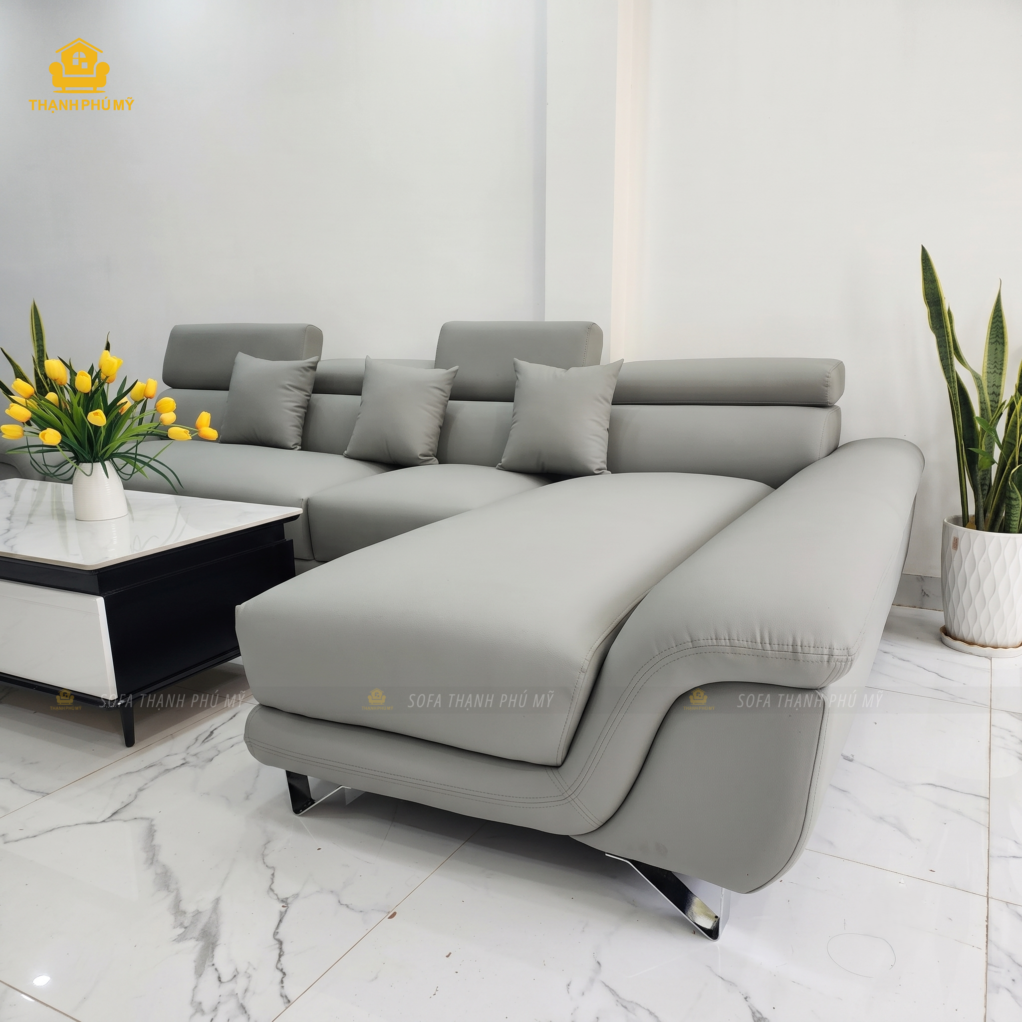 Sofa BMT - Sofa Góc L 3m2x1m8 da CN Hàn - Ảnh 5