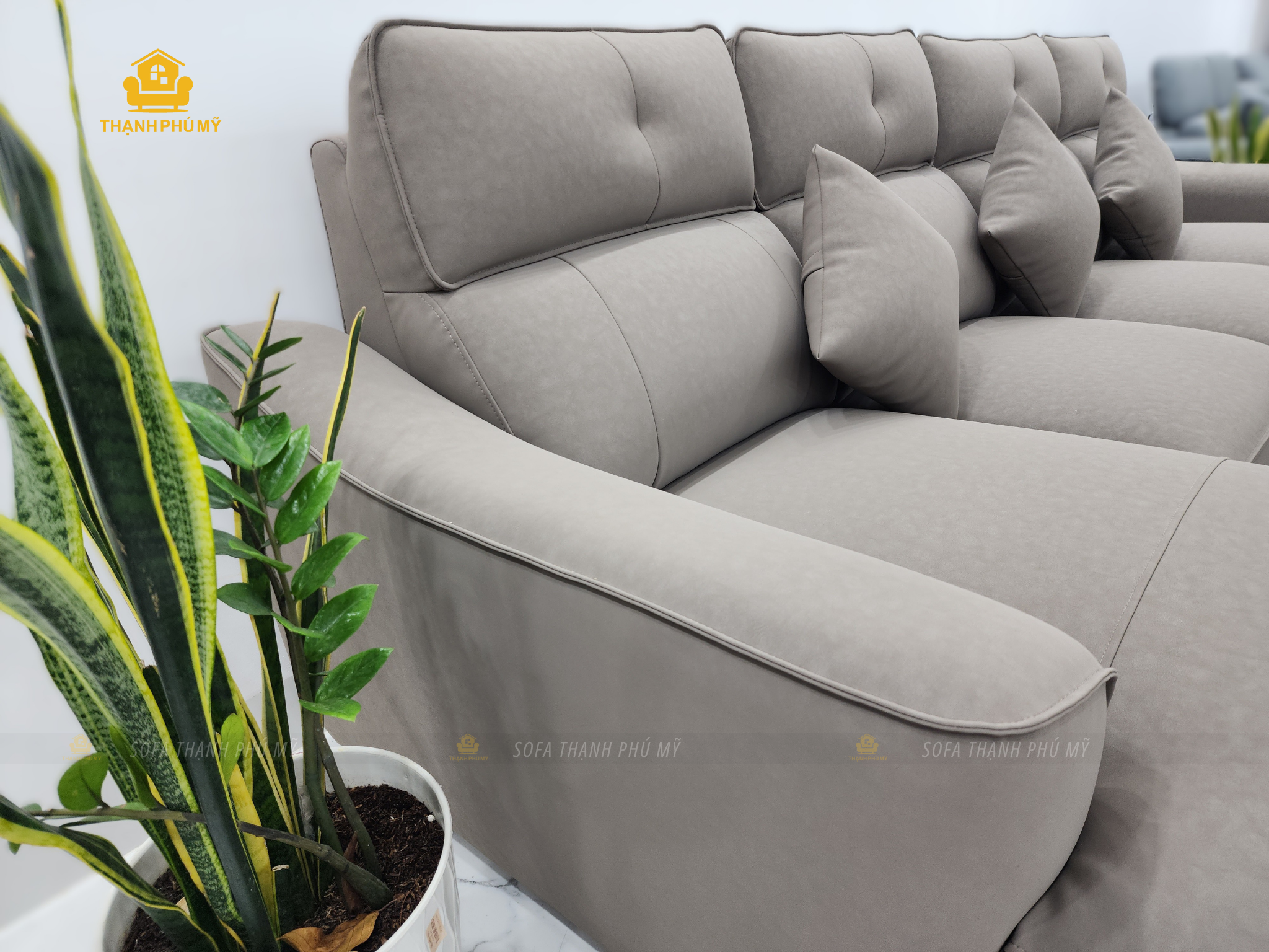 Sofa BMT - Sofa Góc L 3m2x1m8 Da Microfiber Tựa Phao Êm - Ảnh 6