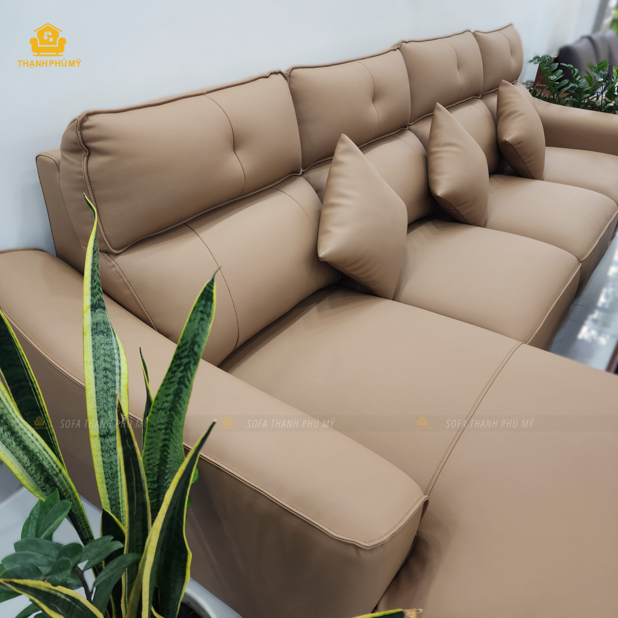 Mua Sofa BMT: Sofa Góc 3m2 x 1m8 Da Microfiber Tựa Phao Êm - Ảnh 3