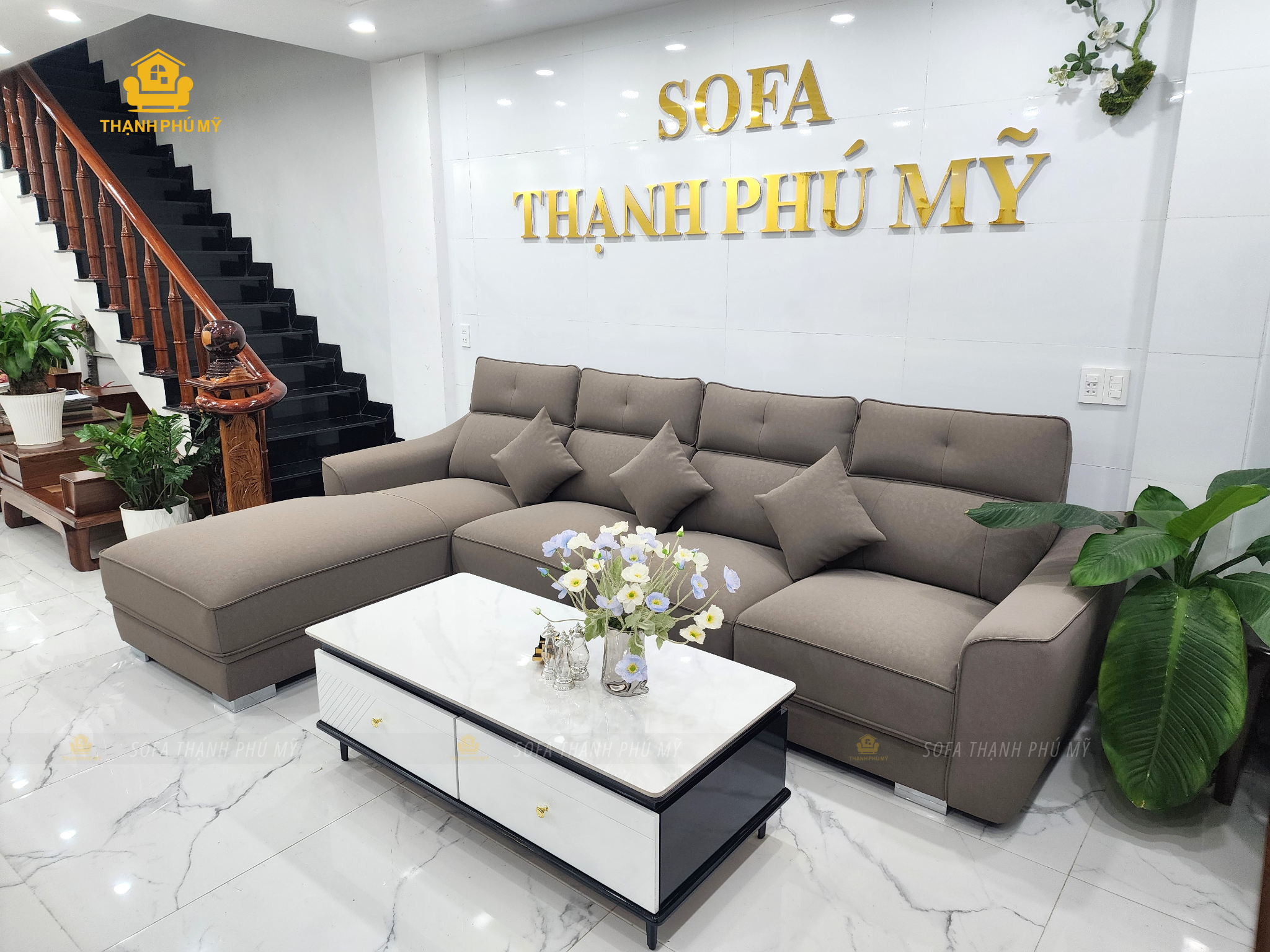 Sofa BMT - Sofa Góc L 3m2x1m8 Da Microfiber Tựa Phao Êm - Ảnh 4