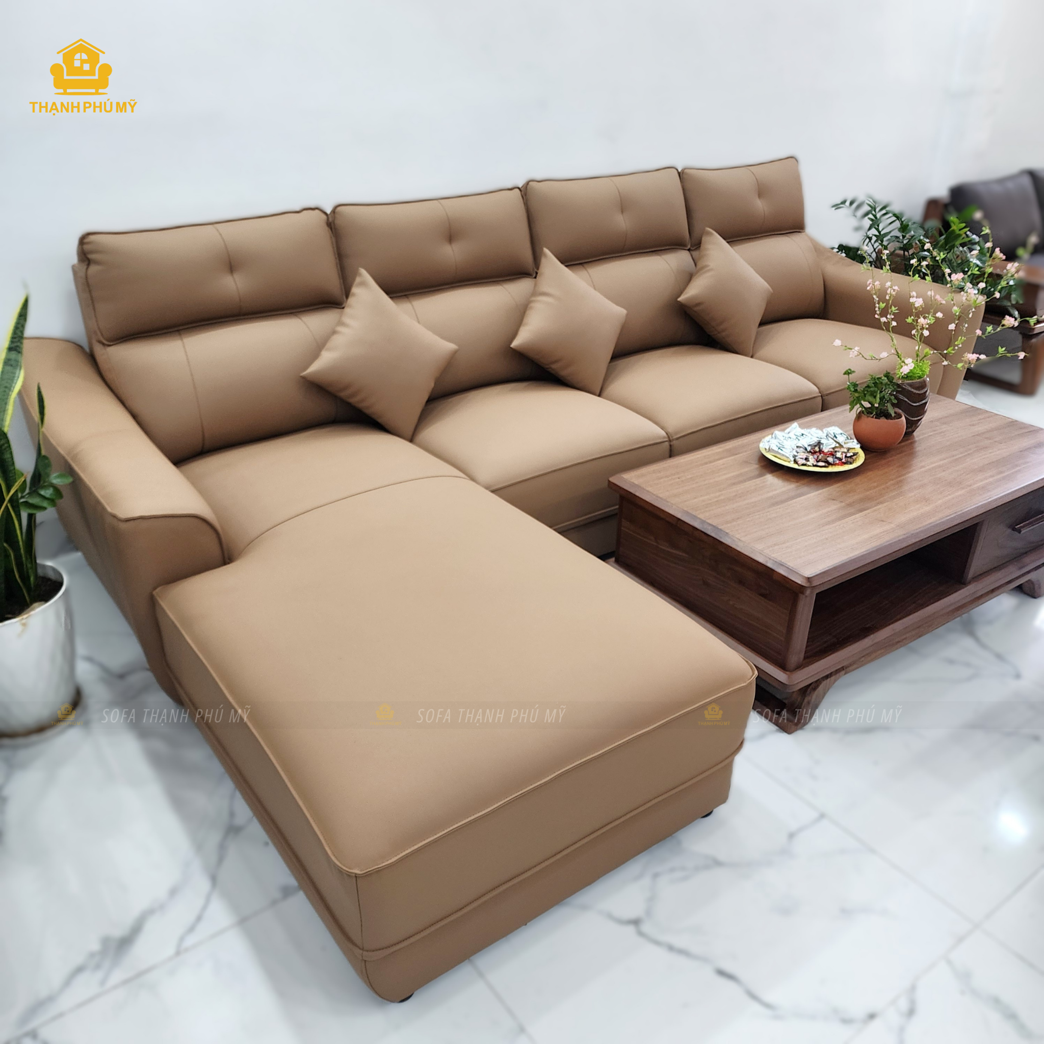 Mua Sofa BMT: Sofa Góc 3m2 x 1m8 Da Microfiber Tựa Phao Êm - Ảnh 2
