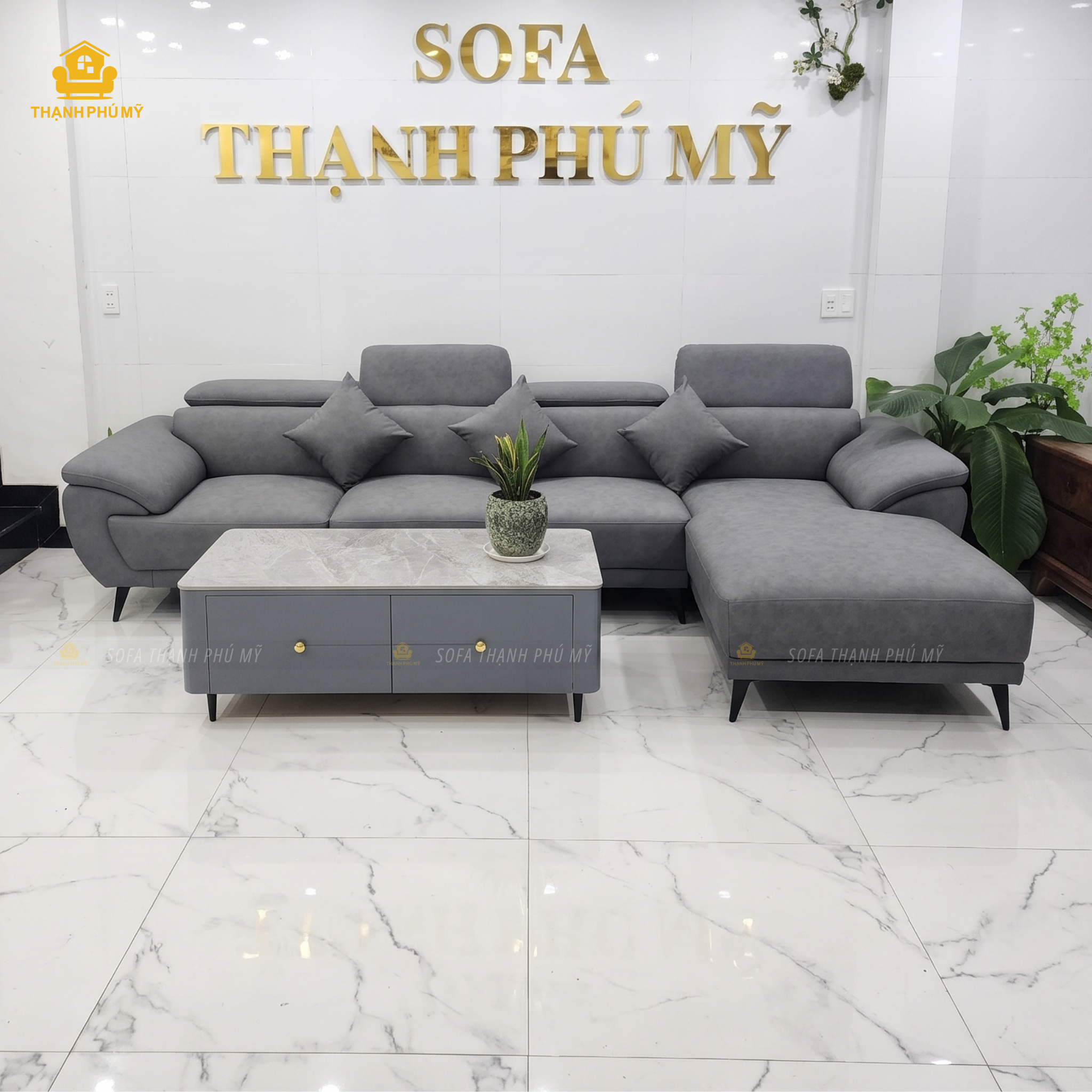 Sofa BMT - Sofa Góc L 3m2x1m8 da CN Hàn Tựa Nâng Hạ