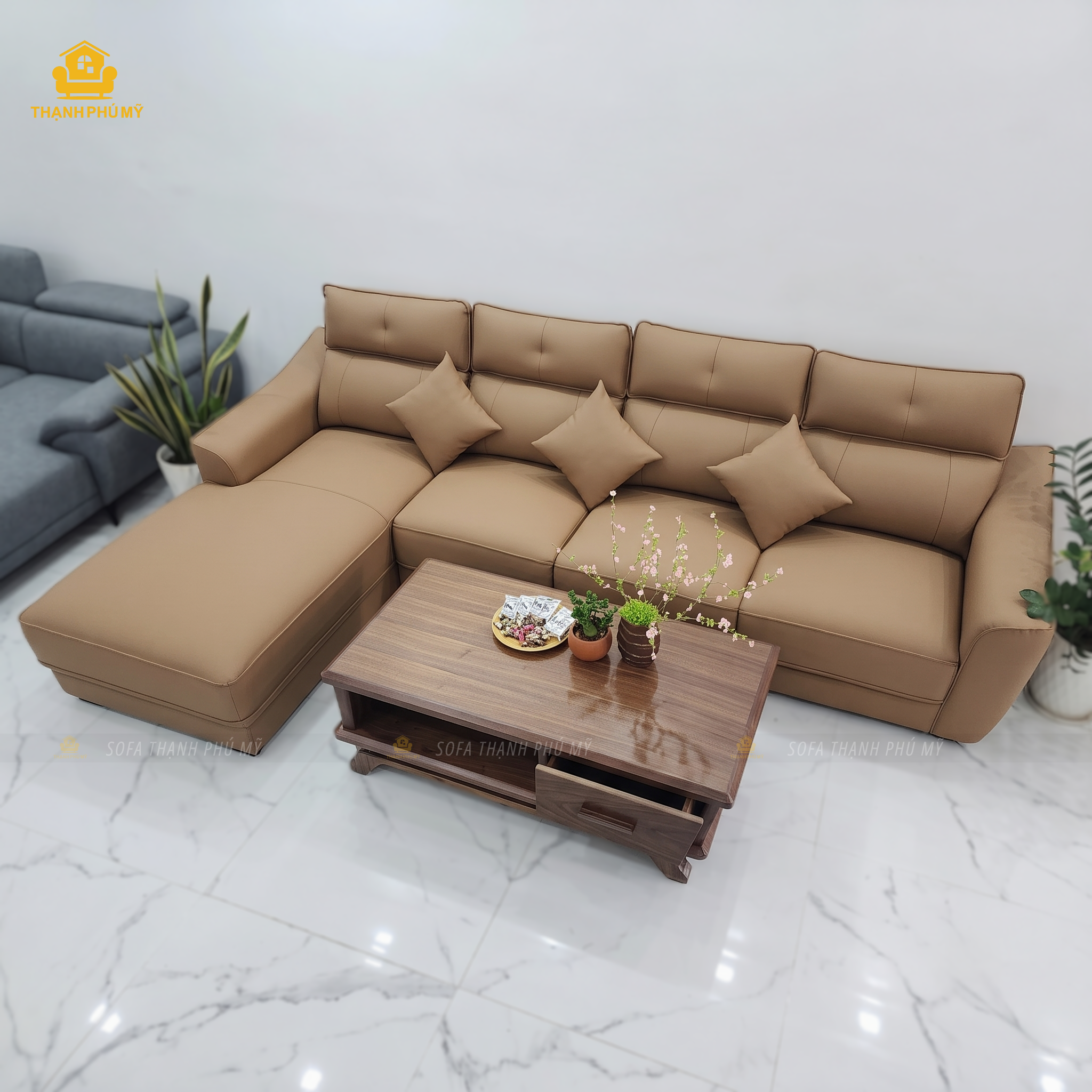 Mua Sofa BMT: Sofa Góc 3m2 x 1m8 Da Microfiber Tựa Phao Êm - Ảnh 6
