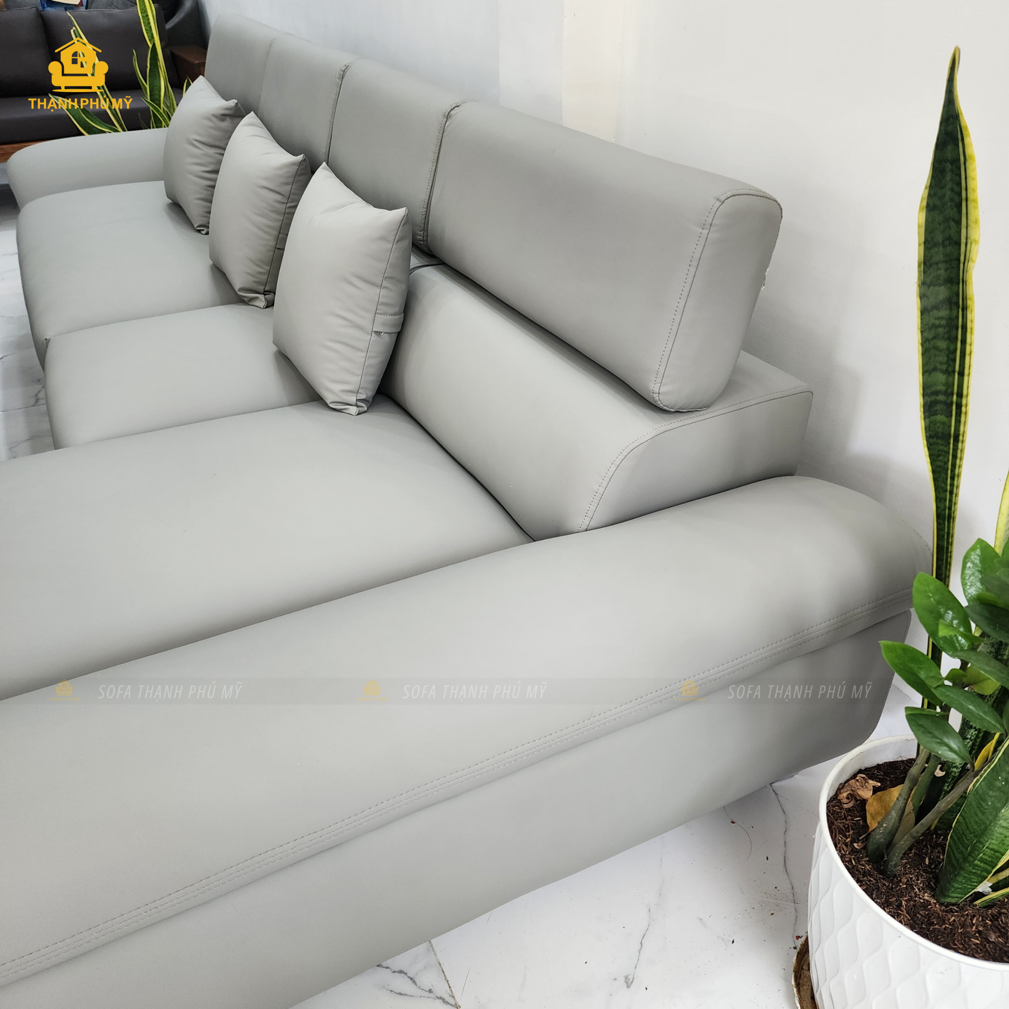 Sofa BMT - Sofa Góc L 3m2x1m8 da CN Hàn - Ảnh 4