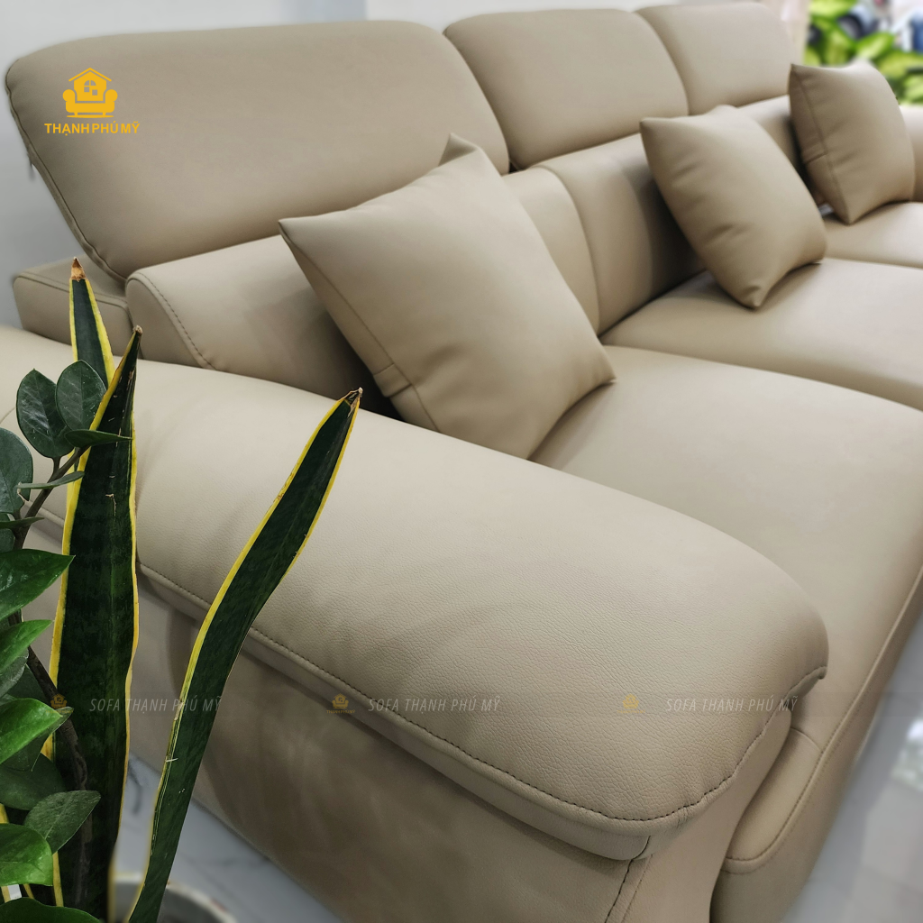 Sofa BMT Văng 2m6 Da Simili Màu Be Thiên Ấm Kèm Đôn Nối - Ảnh 2