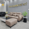 Sofa văng 3 chỗ 2m6 kèm đôn rời 60x80cm, bọc da simili màu nâu be, trưng bày tại showroom Sofa Thạnh Phú Mỹ, 116 Trần Phú, Buôn Ma Thuột