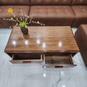 Hai ngăn kéo độc lập giúp phân loại điều khiển, dây sạc và các vật dụng nhỏ thường dùng trong phòng khách.