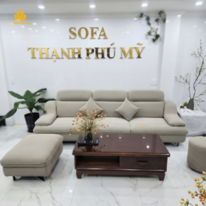 Bộ sofa văng 2m8 kèm đôn 60 x 80cm bọc Microfiber màu be.