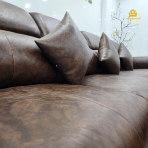 cận cảnh chi tiết phần mặt ngồi và tựa lưng của bộ sofa góc L