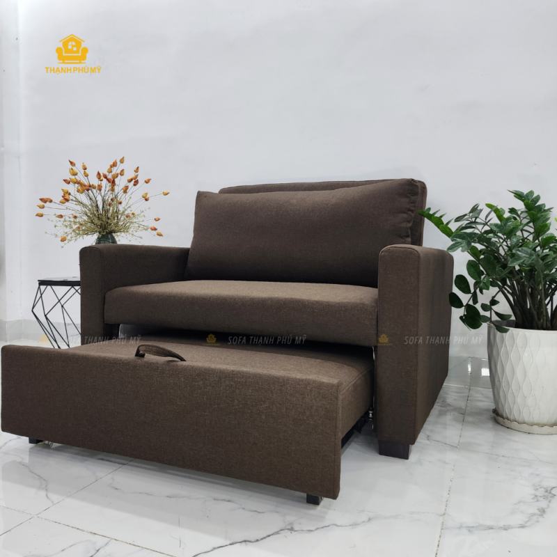 Phần giường được kéo từ bên dưới sofa giường rộng 1m2.