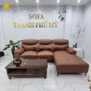Sofa góc L TPM 088 2m8 x 1m8 bọc Microfiber màu nâu tại Thạnh Phú Mỹ.