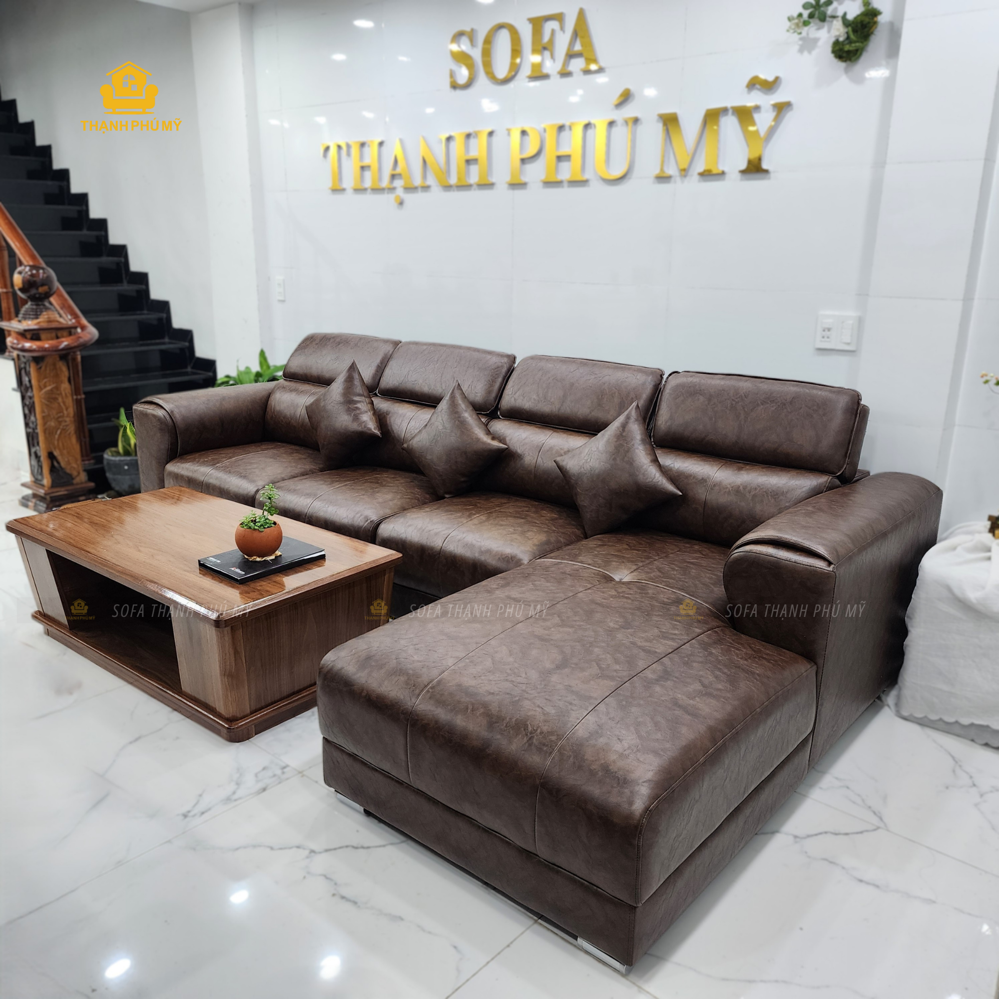 góc nghiêng bộ sofa 3m2 x 1m8 sofa Thạnh Phú Mỹ BMT