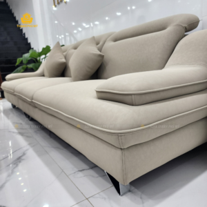 Góc chụp thấp sofa văng 2m8 Microfiber với chân chữ V inox.